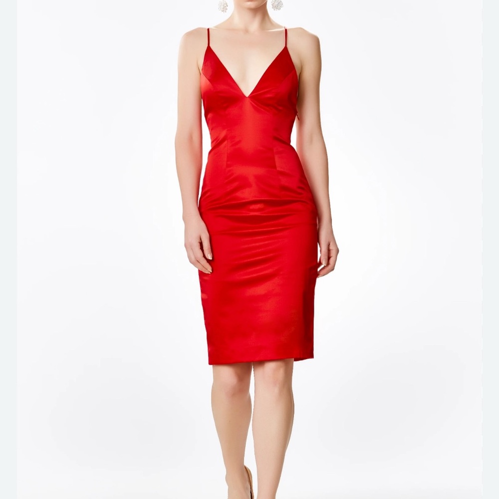 Guess Red Satin Midi Dress